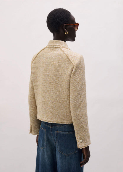 Cream Fringed Short Jacket | ME+EM Clothing