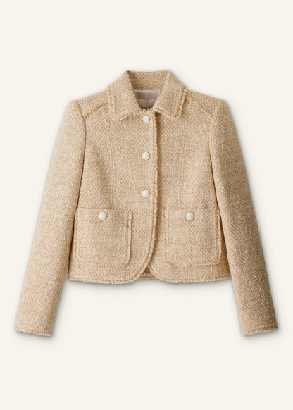 Cream Fringed Short Jacket | ME+EM Clothing