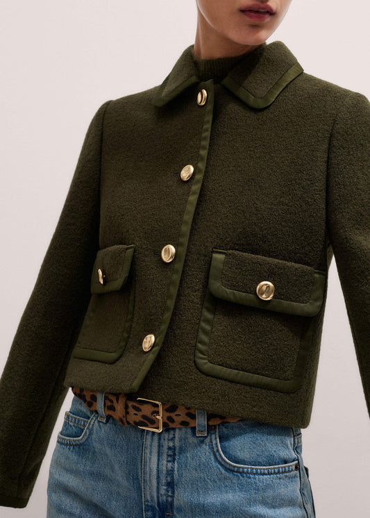 Olive Green Straight Crop Jacket | ME+EM Clothing