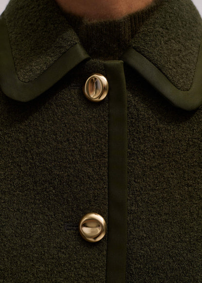 Olive Green Straight Crop Jacket | ME+EM Clothing