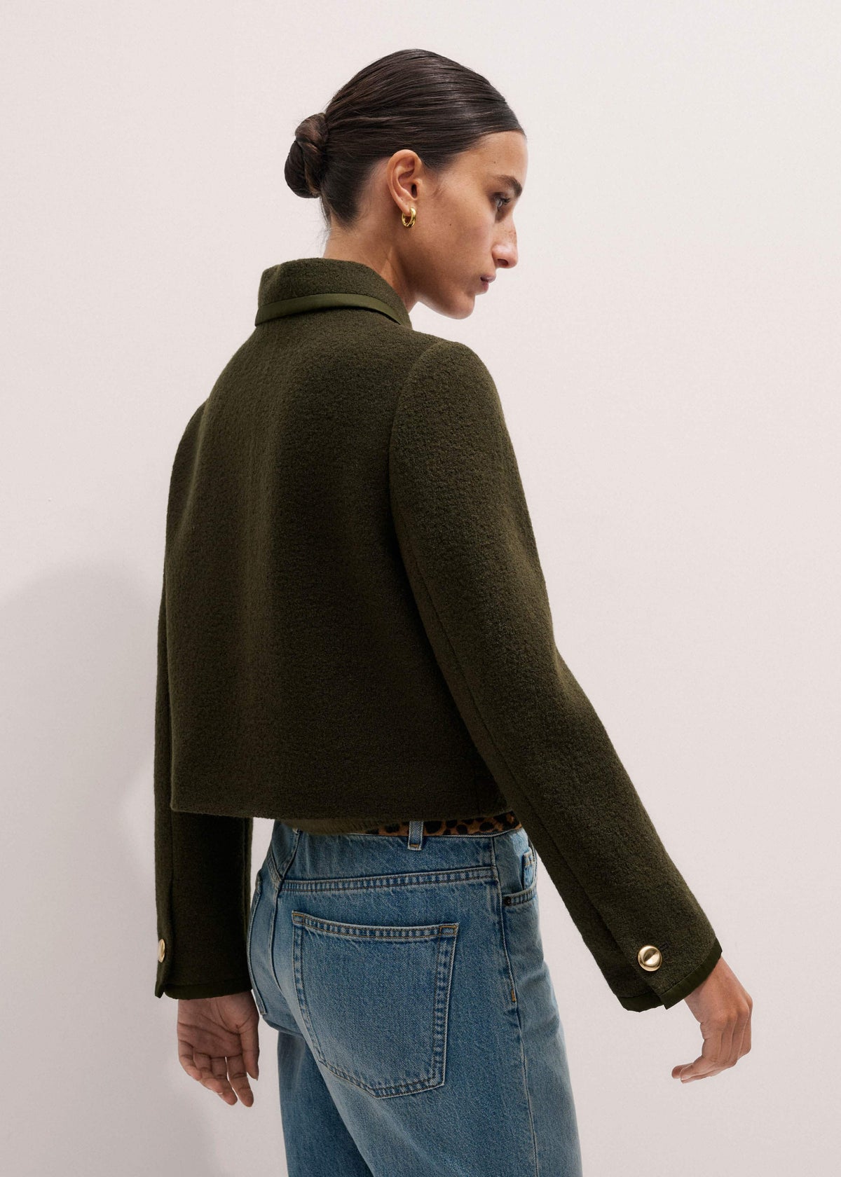 Olive Green Straight Crop Jacket | ME+EM Clothing