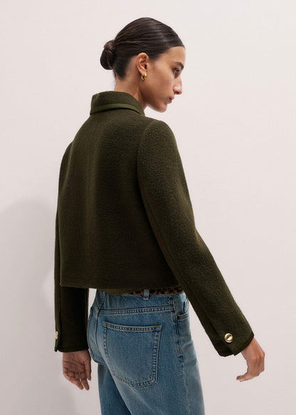 Olive Green Straight Crop Jacket | ME+EM Clothing