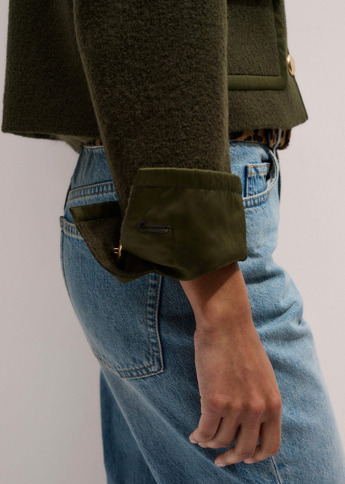 Olive Green Straight Crop Jacket | ME+EM Clothing