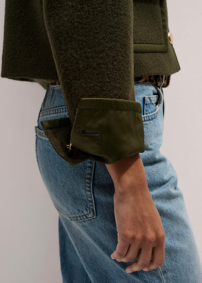 Olive Green Straight Crop Jacket | ME+EM Clothing