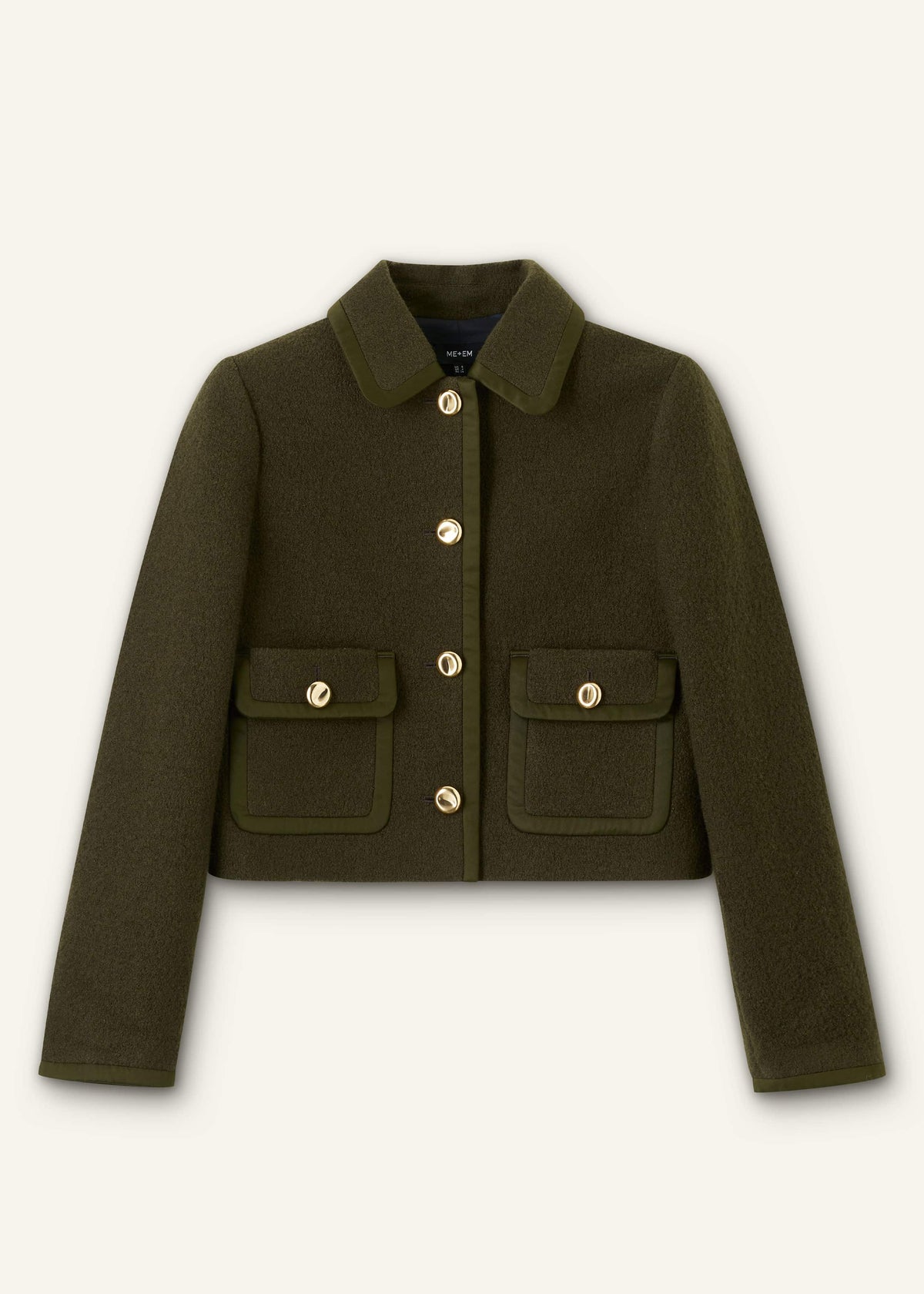 Olive Green Straight Crop Jacket | ME+EM Clothing