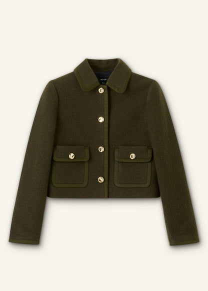 Olive Green Straight Crop Jacket | ME+EM Clothing