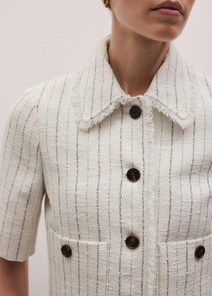 Ivory Stripe Crop Jacket | ME+EM Clothing