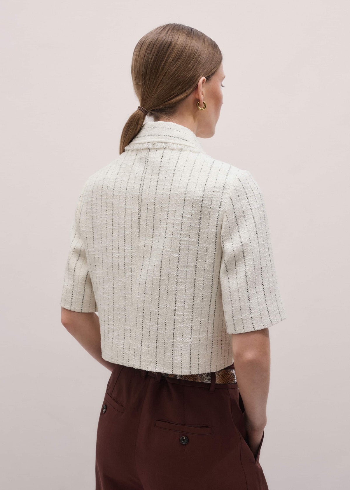 Ivory Stripe Crop Jacket | ME+EM Clothing