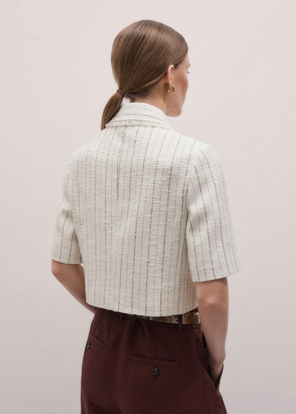 Ivory Stripe Crop Jacket | ME+EM Clothing
