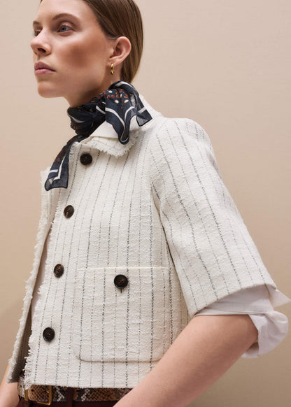 Ivory Stripe Crop Jacket | ME+EM Clothing