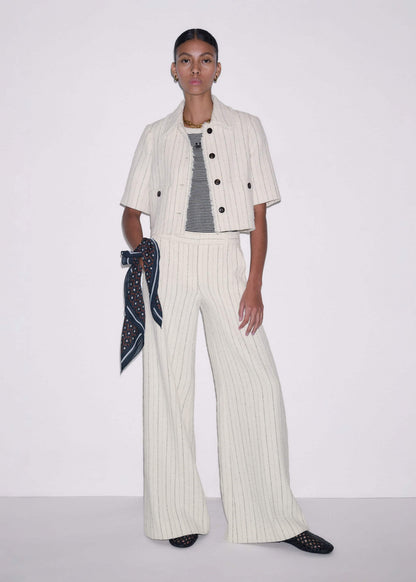 Ivory Stripe Crop Jacket | ME+EM Clothing