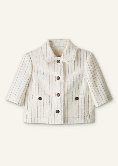 Ivory Stripe Crop Jacket | ME+EM Clothing