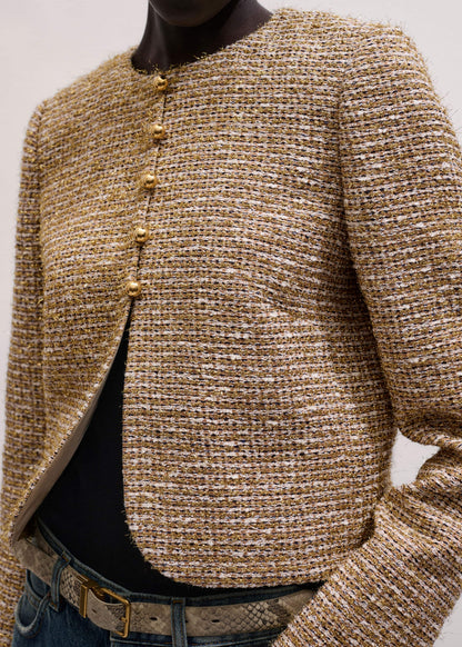 Gold Metallic Crop Evening Jacket | ME+EM Clothing