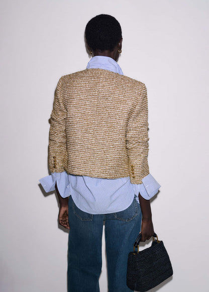 Gold Metallic Crop Evening Jacket | ME+EM Clothing