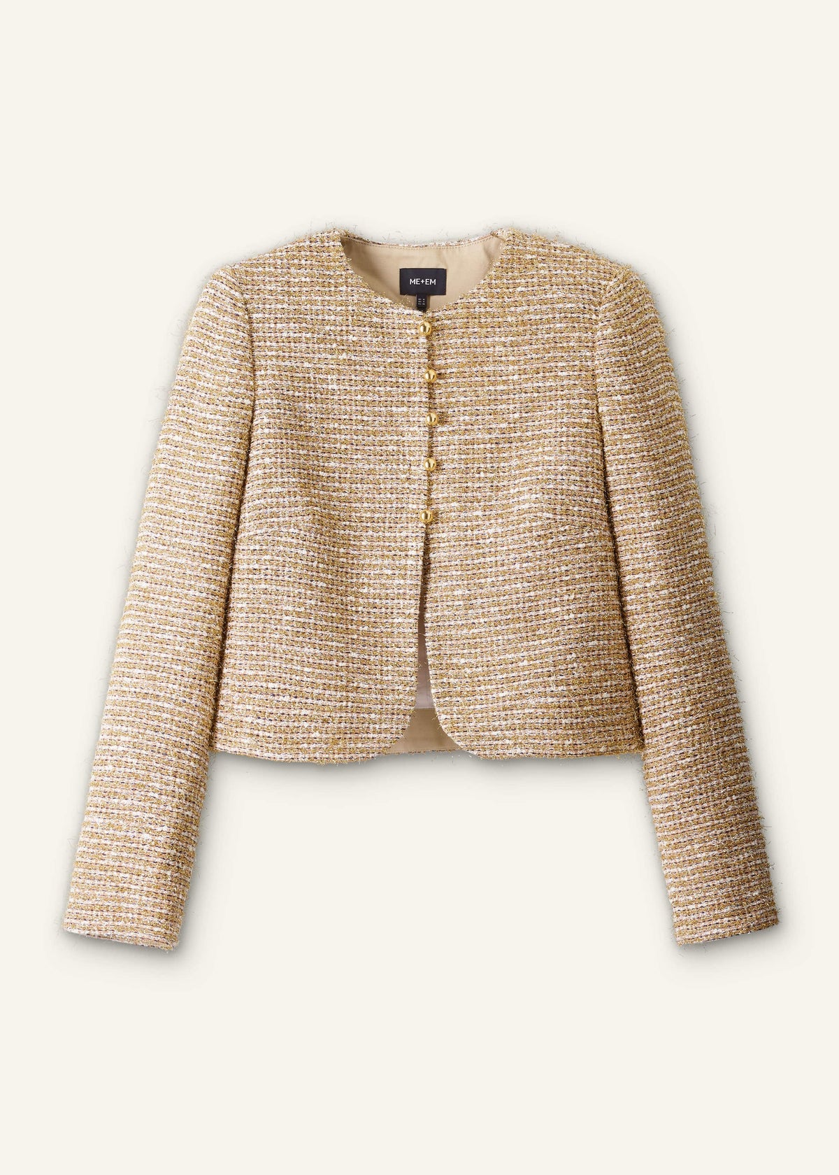 Gold Metallic Crop Evening Jacket | ME+EM Clothing