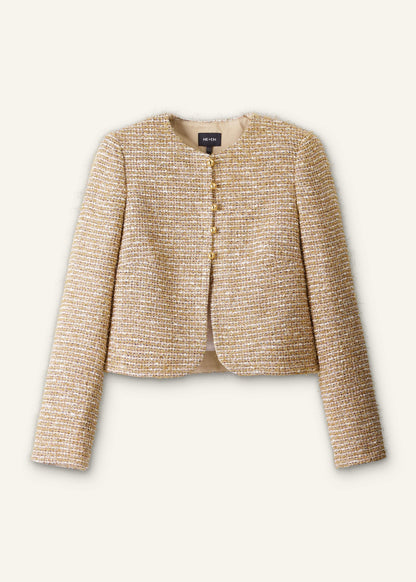 Gold Metallic Crop Evening Jacket | ME+EM Clothing