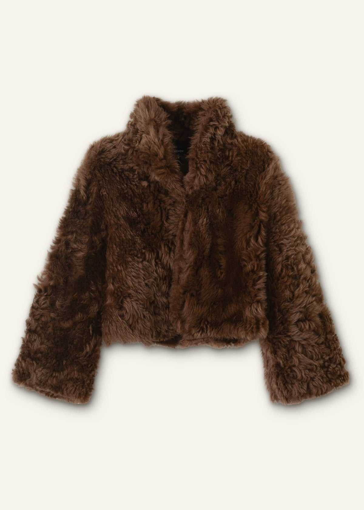 Brown Luxe Shearling Evening Crop Jacket | ME+EM Clothing