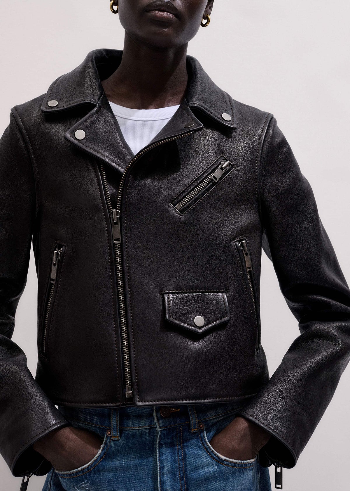 Black Perfect Little Biker Jacket | ME+EM Clothing