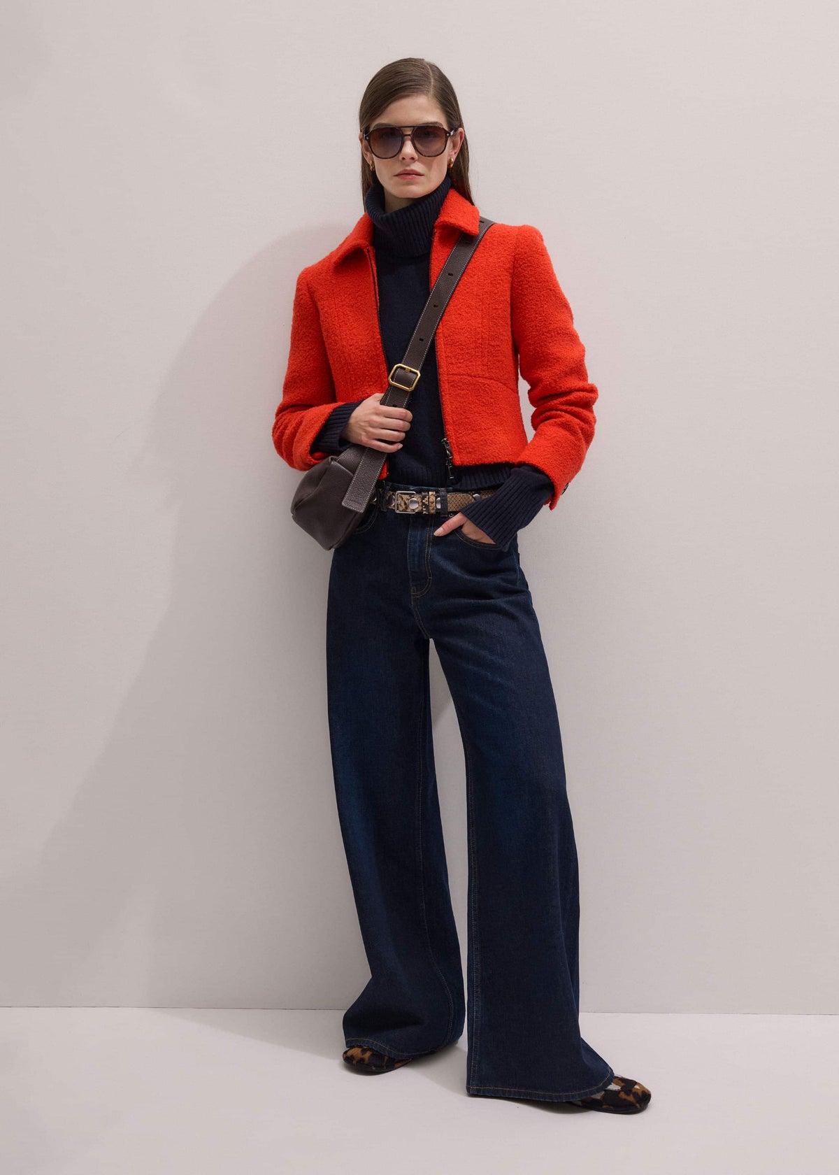 Orange Cropped Bouclé Jacket | ME+EM Clothing