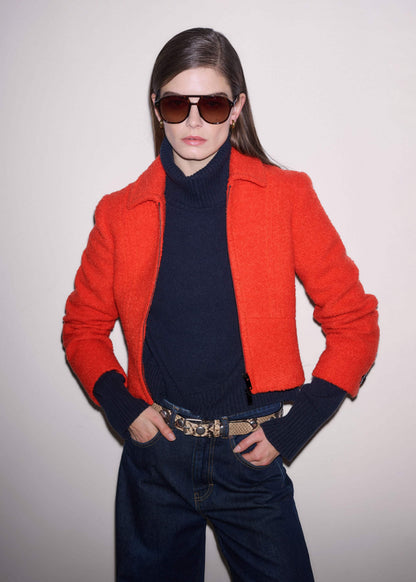 Orange Cropped Bouclé Jacket | ME+EM Clothing