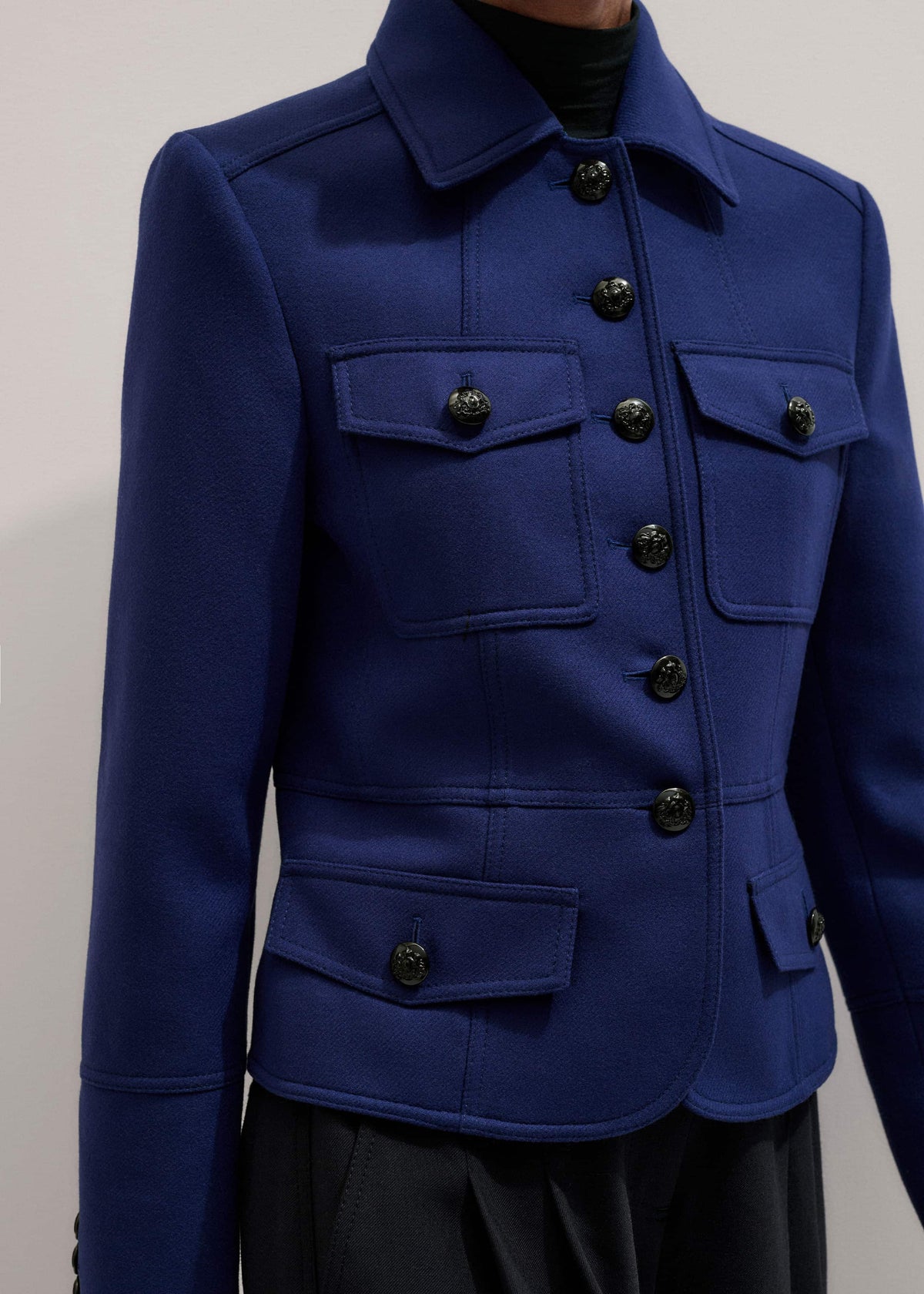 Blue Fitted Military Jacket | ME+EM Clothing