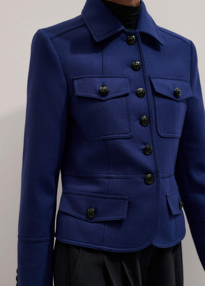 Blue Fitted Military Jacket | ME+EM Clothing