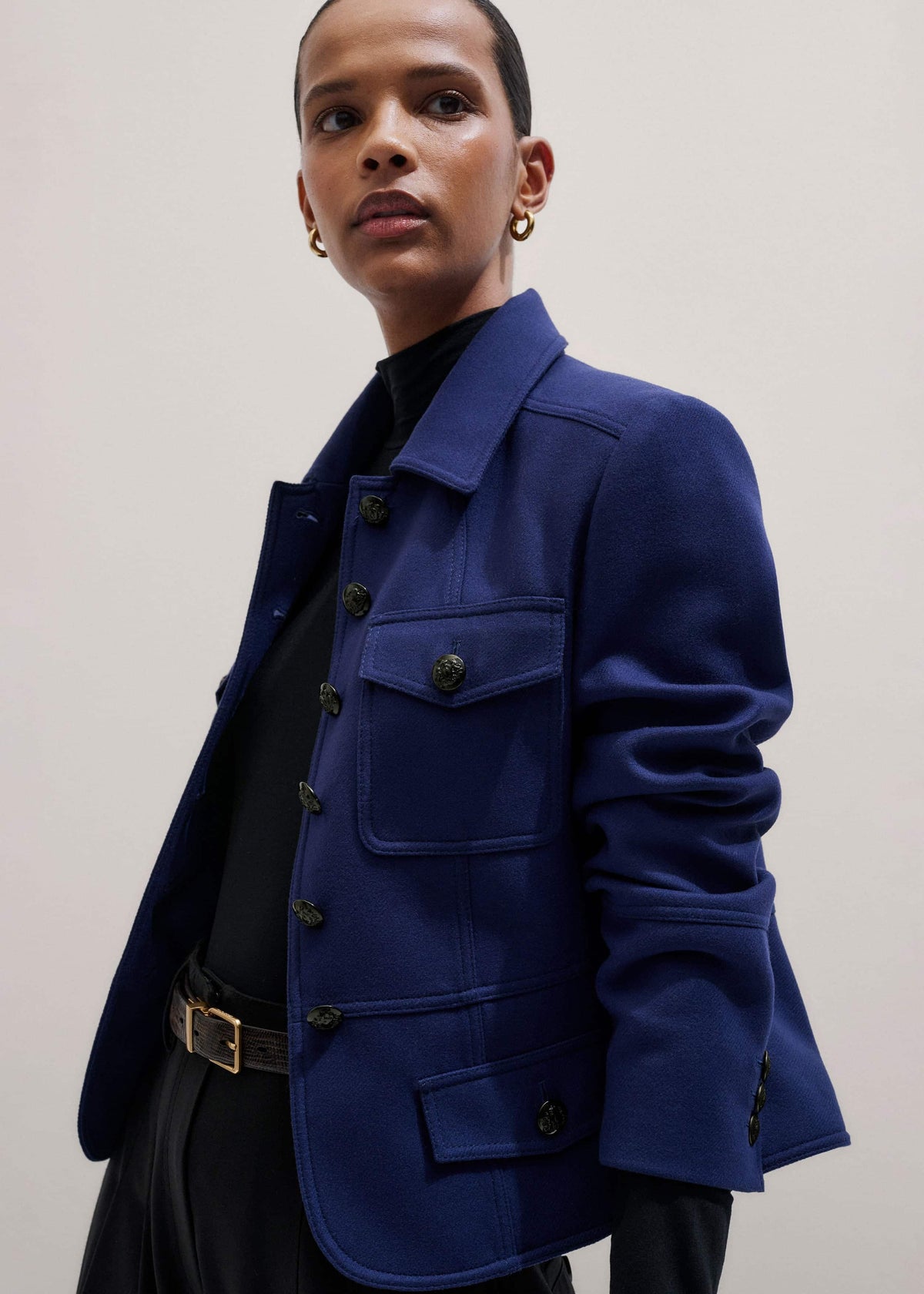 Blue Fitted Military Jacket | ME+EM Clothing