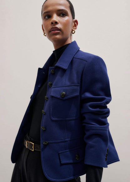 Blue Fitted Military Jacket | ME+EM Clothing