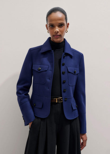 Blue Fitted Military Jacket | ME+EM Clothing
