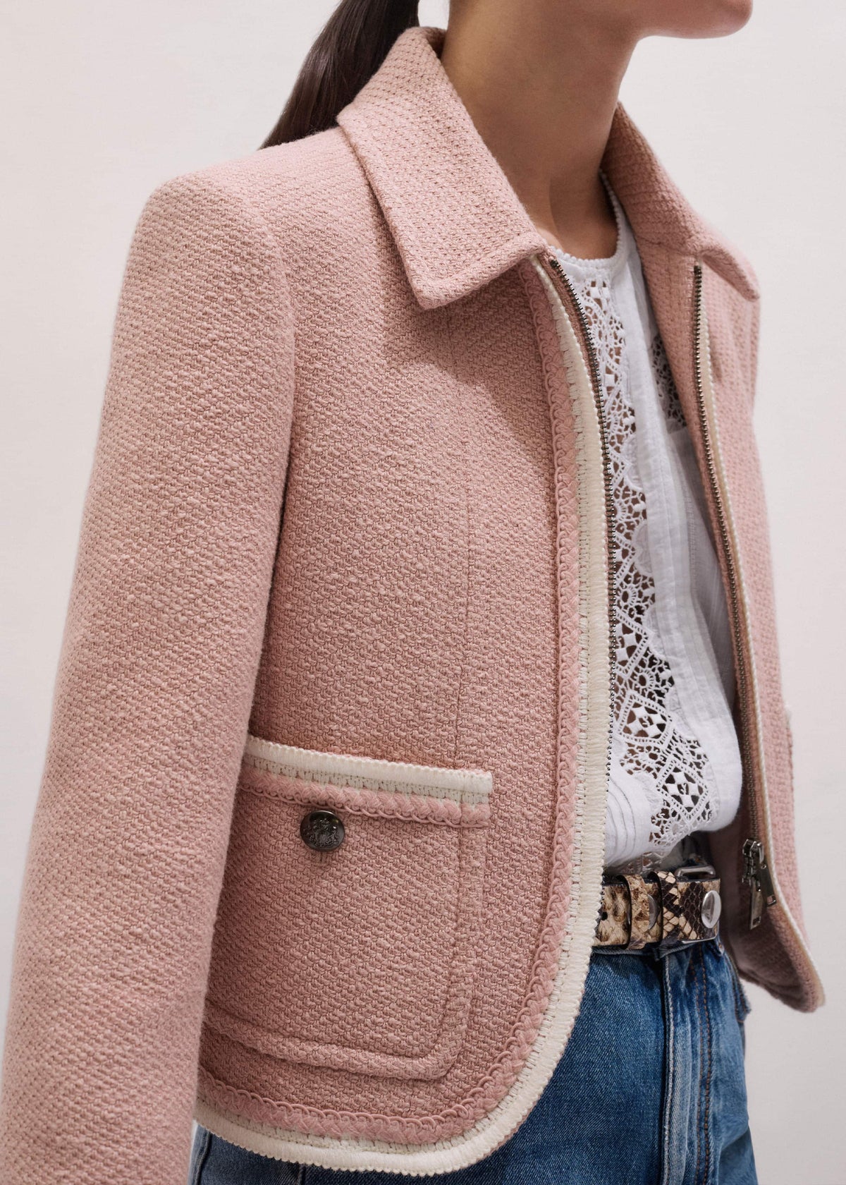 Pink Straight Crop Jacket | ME+EM Clothing