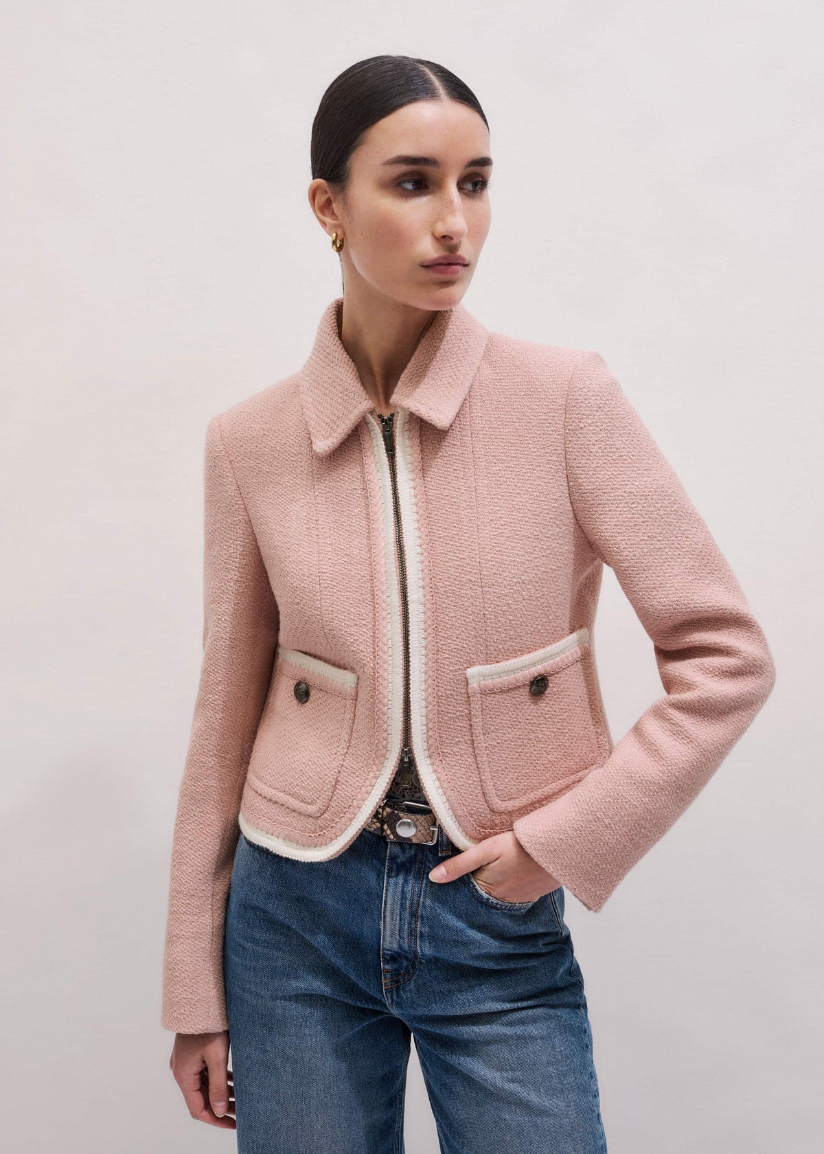Pink Straight Crop Jacket | ME+EM Clothing