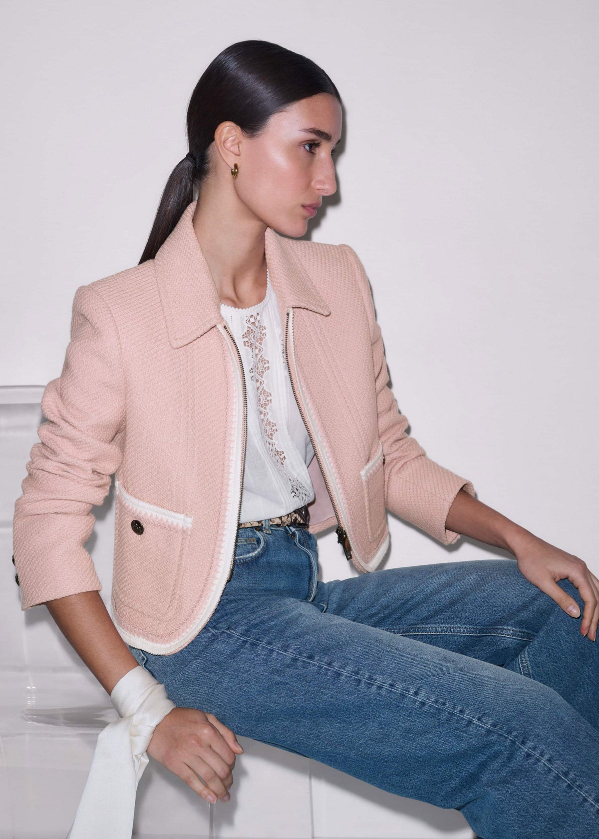 Pink Straight Crop Jacket | ME+EM Clothing