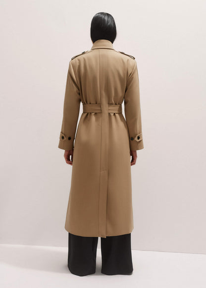 Brown Relaxed Shoulder Trench Coat | ME+EM Clothing