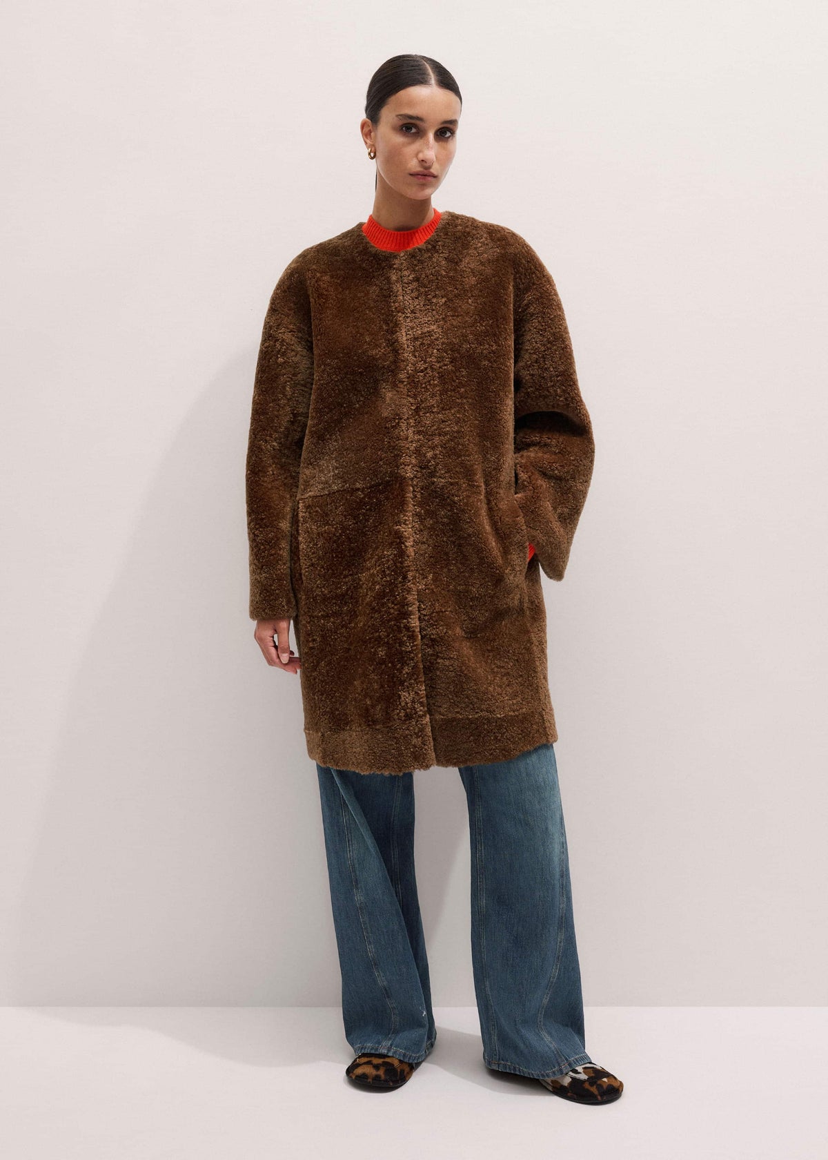 Brown Shearling Coat | ME+EM Clothing