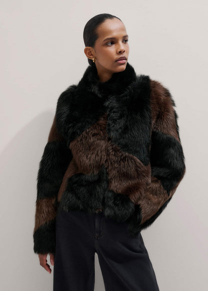 Brown Luxe Patchwork Coat | ME+EM Clothing