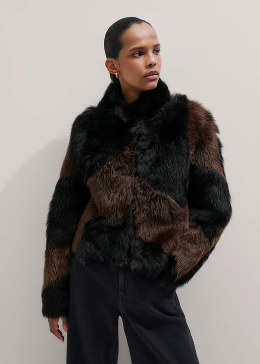 Brown Luxe Patchwork Coat | ME+EM Clothing