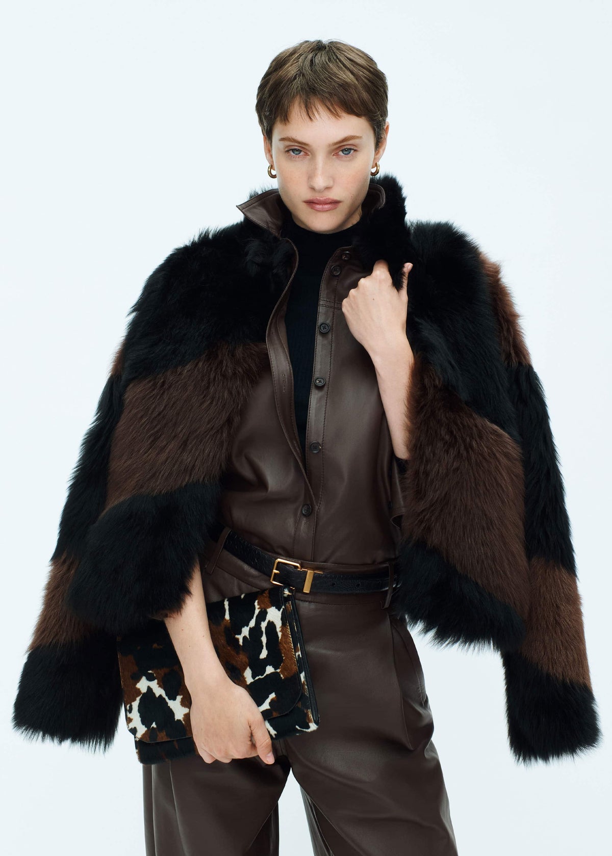 Brown Luxe Patchwork Coat | ME+EM Clothing