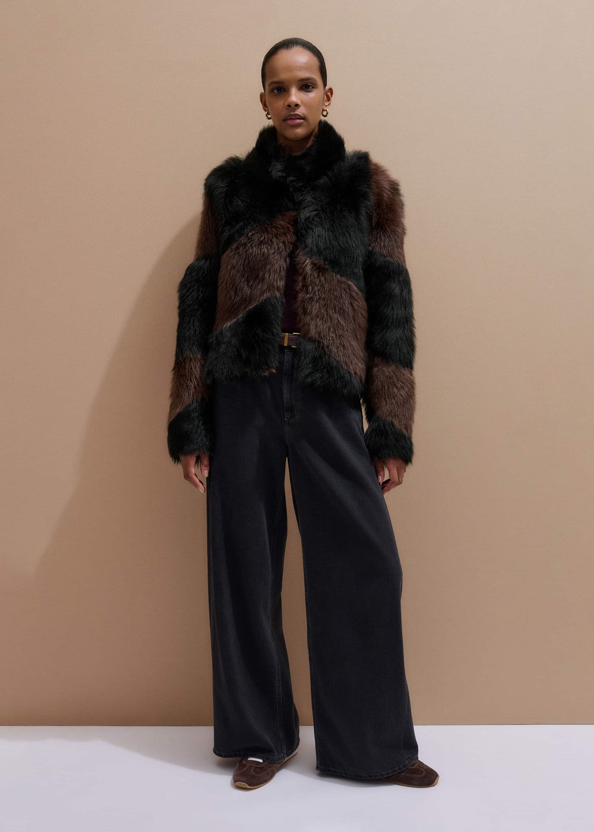 Brown Luxe Patchwork Coat | ME+EM Clothing