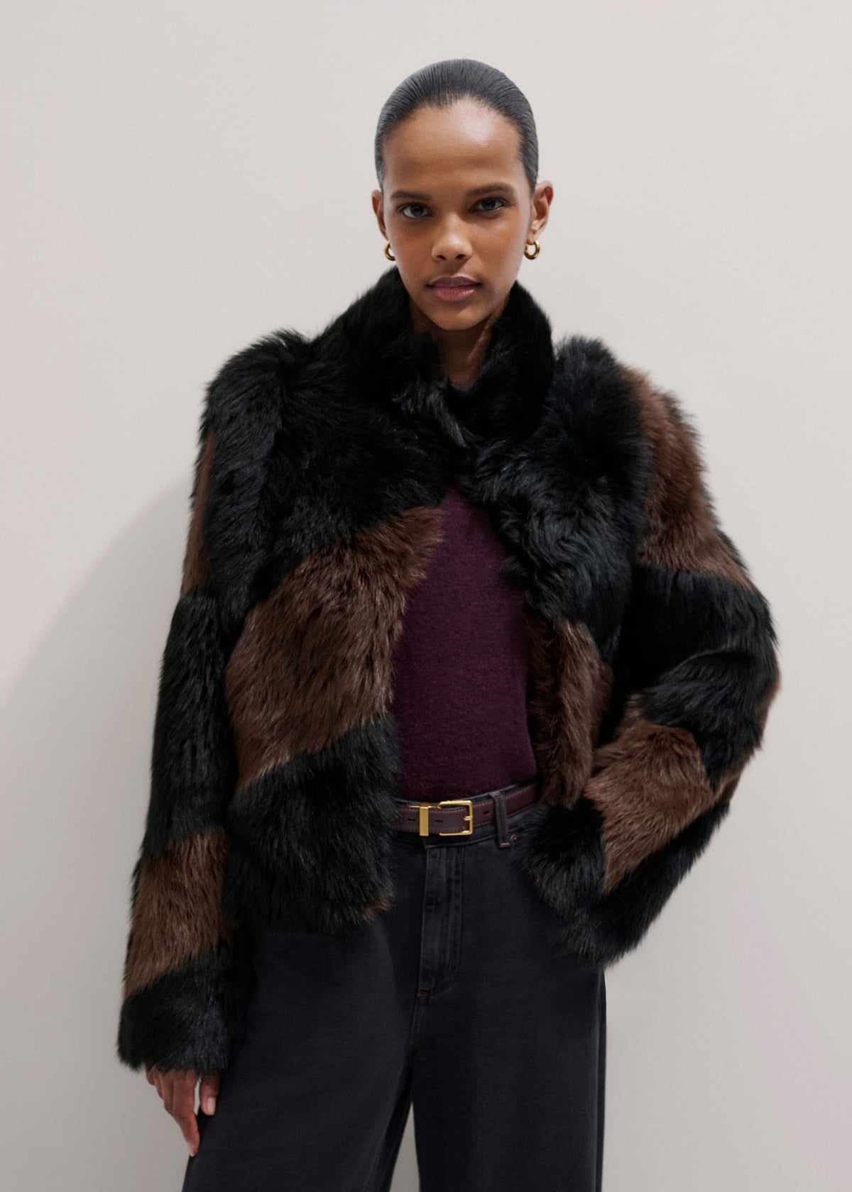 Brown Luxe Patchwork Coat | ME+EM Clothing