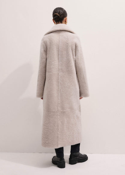 Cream Reversible Shearling Coat + Belt | ME+EM Clothing
