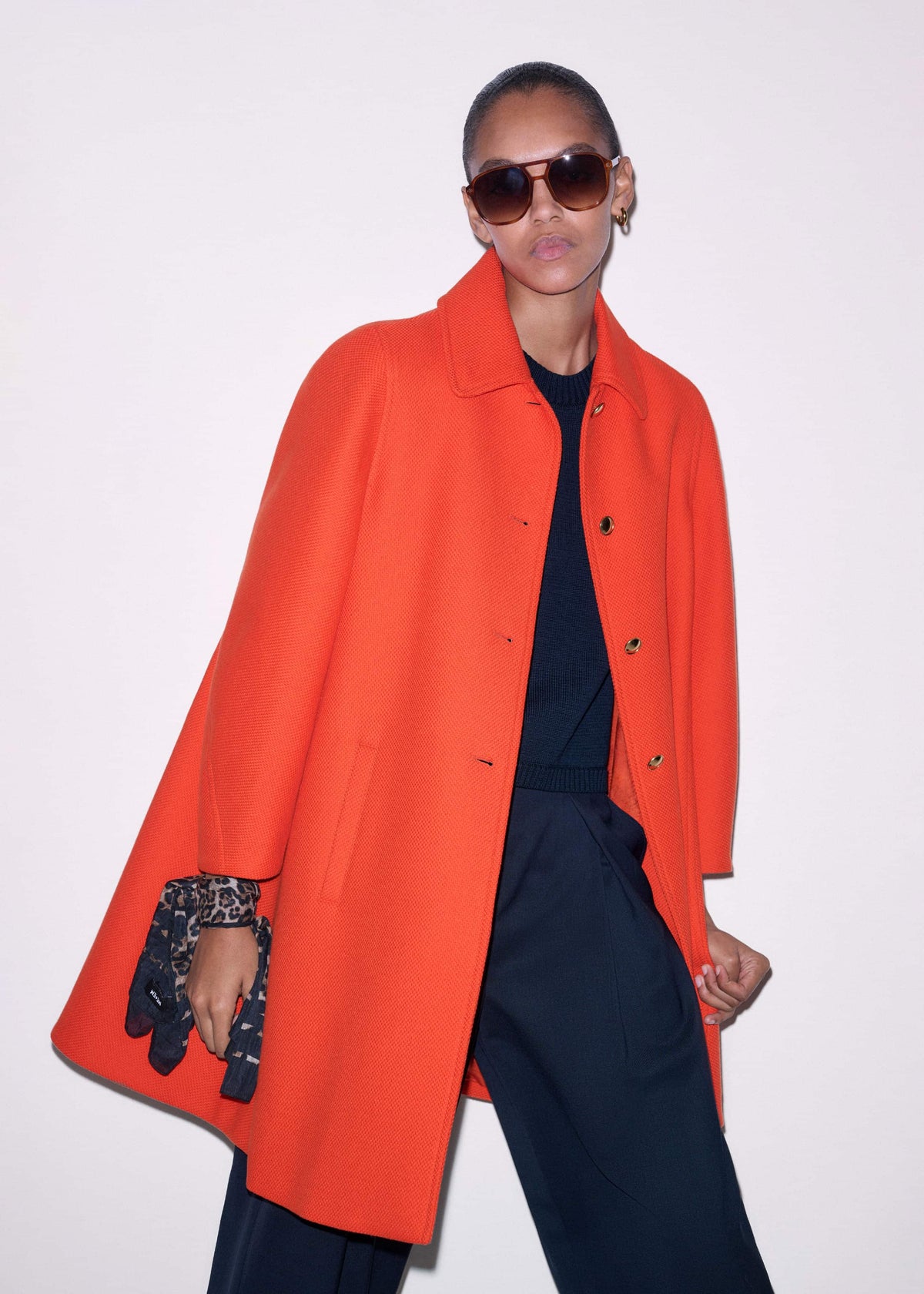 Orange Sculptural Sleeve Swing Coat | ME+EM Clothing