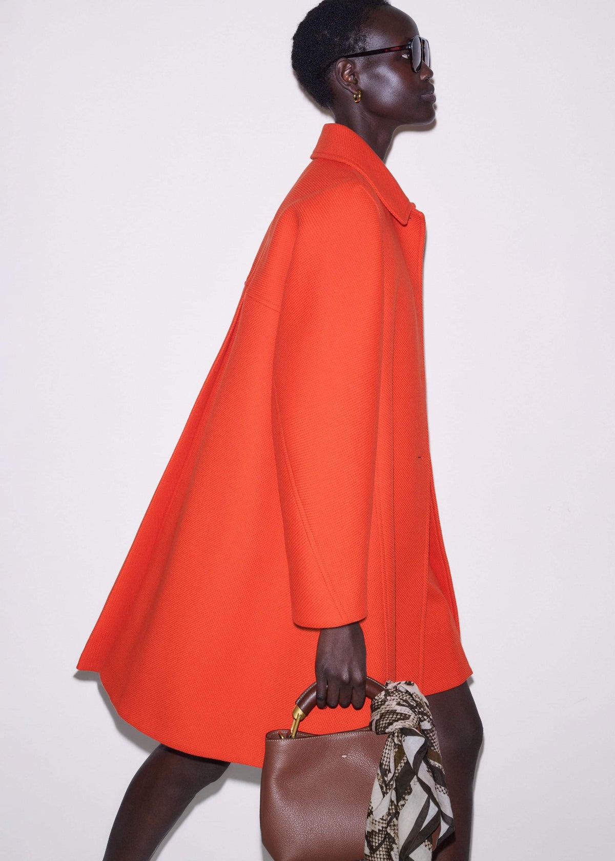 Orange Sculptural Sleeve Swing Coat | ME+EM Clothing