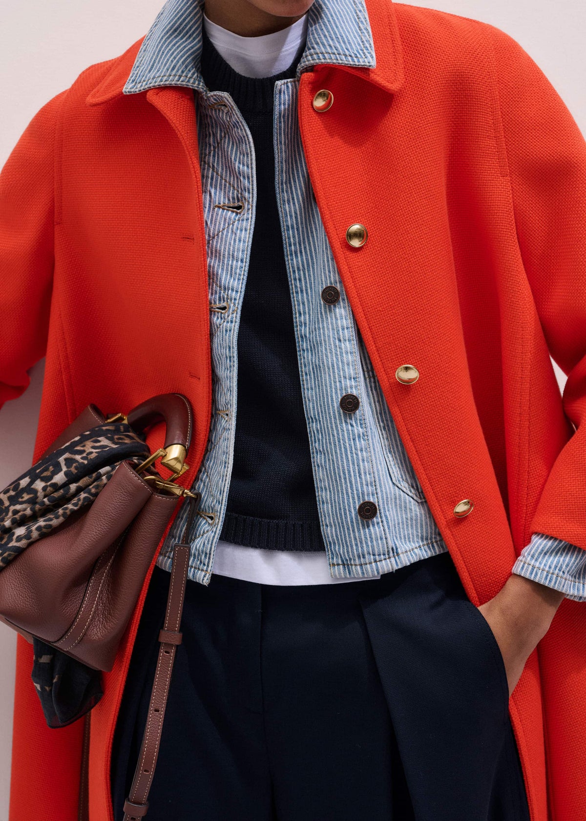 Orange Sculptural Sleeve Swing Coat | ME+EM Clothing