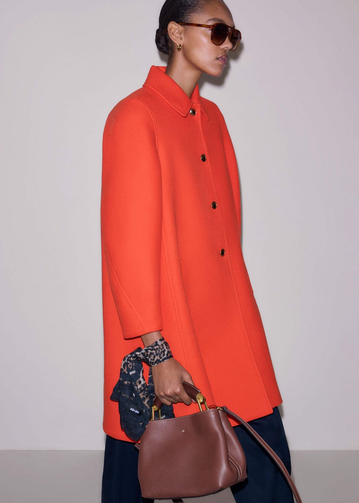 Orange Sculptural Sleeve Swing Coat | ME+EM Clothing