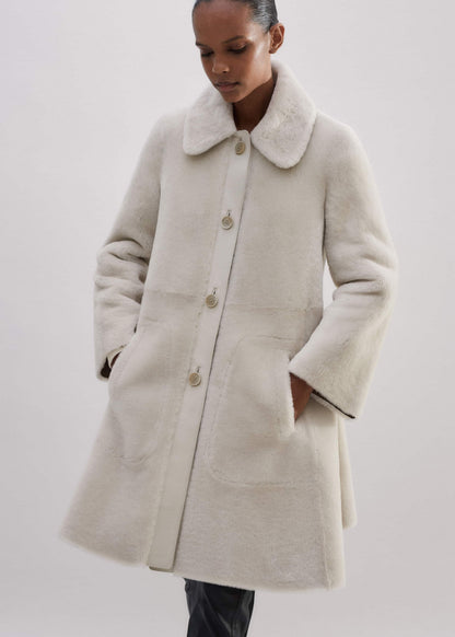 Natural Luxe Shearling Leather-Mix Swing Coat | ME+EM Clothing