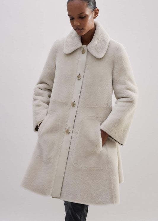 Natural Luxe Shearling Leather-Mix Swing Coat | ME+EM Clothing