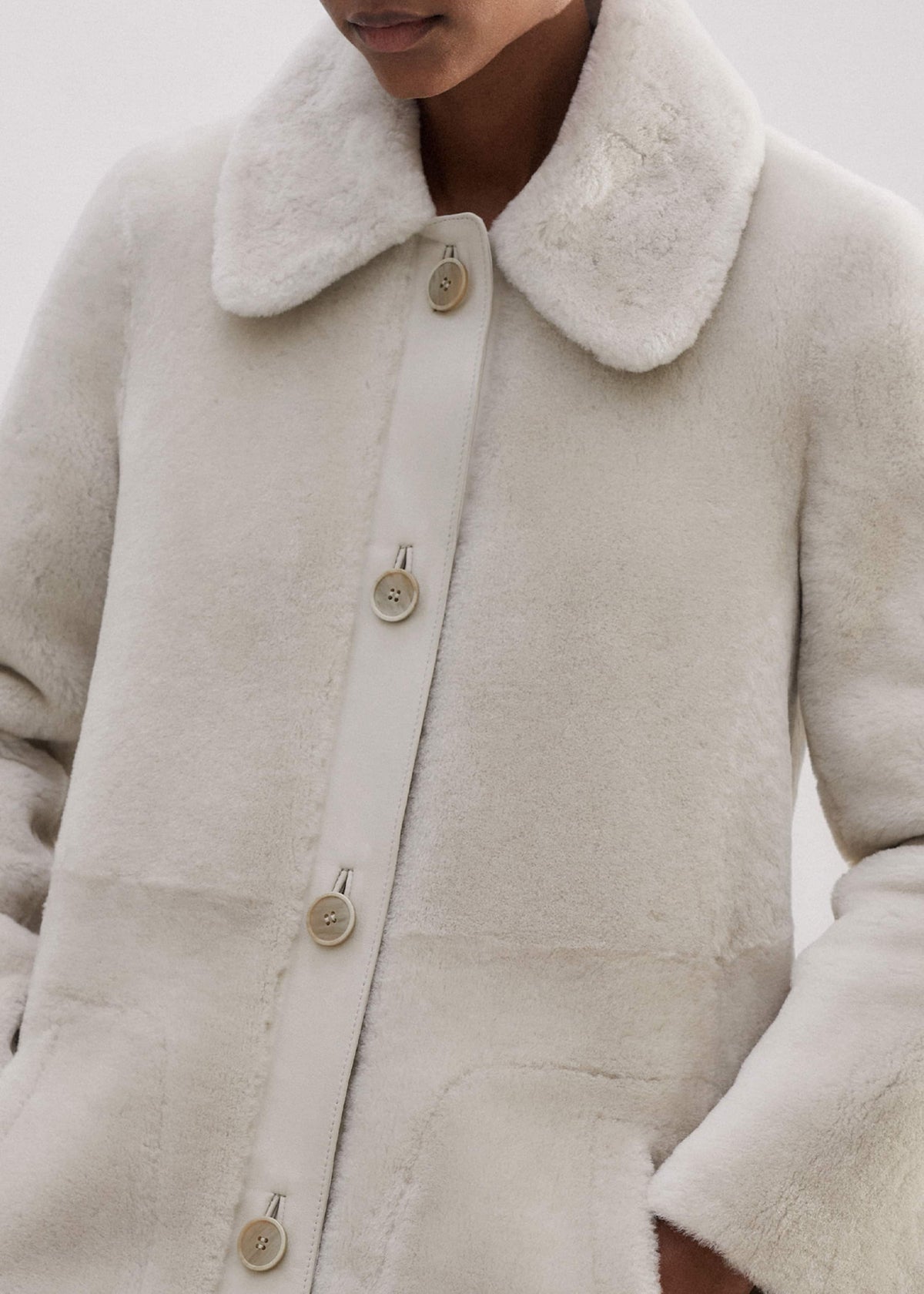 Natural Luxe Shearling Leather-Mix Swing Coat | ME+EM Clothing