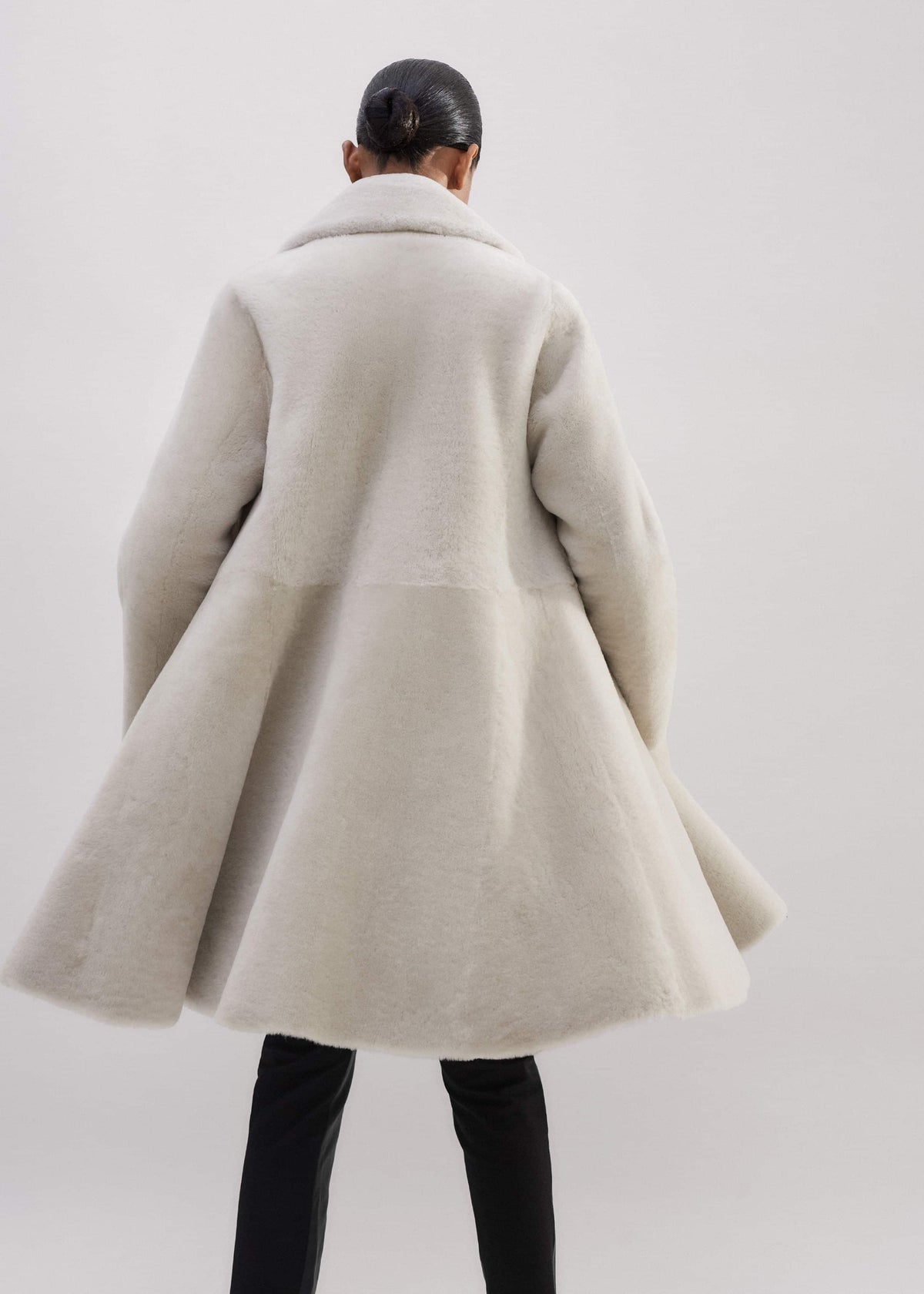 Natural Luxe Shearling Leather-Mix Swing Coat | ME+EM Clothing