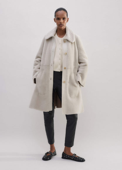 Natural Luxe Shearling Leather-Mix Swing Coat | ME+EM Clothing