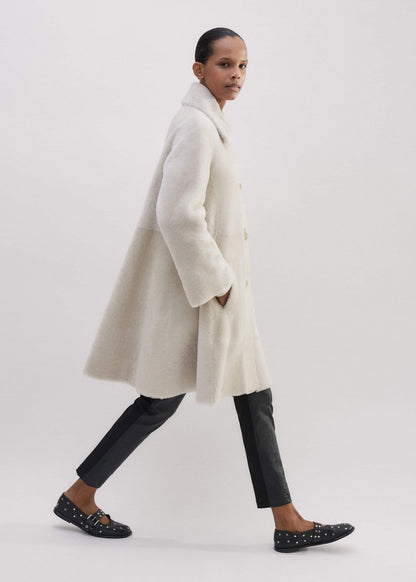 Natural Luxe Shearling Leather-Mix Swing Coat | ME+EM Clothing